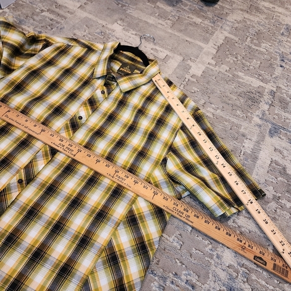 Prana snap button short sleeve plaid organic cotton shirt - Picture 8 of 12